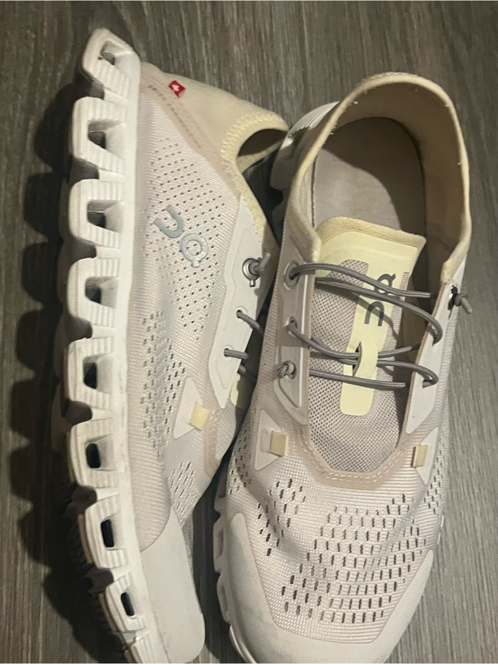 On Running Women's Neutral Tone Athletic Sneakers in Cream and White